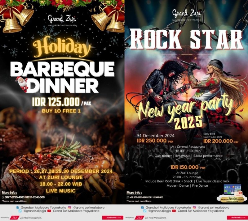 Grand Zuri Malioboro Sambut Tahun Baru 2025 dengan “Rock Party” & “Barbeque Dinner”