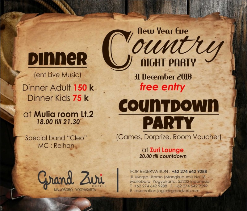 Grand Zuri Malioboro Gelar Country Night Party Pada Malam Tahun Baru 2019